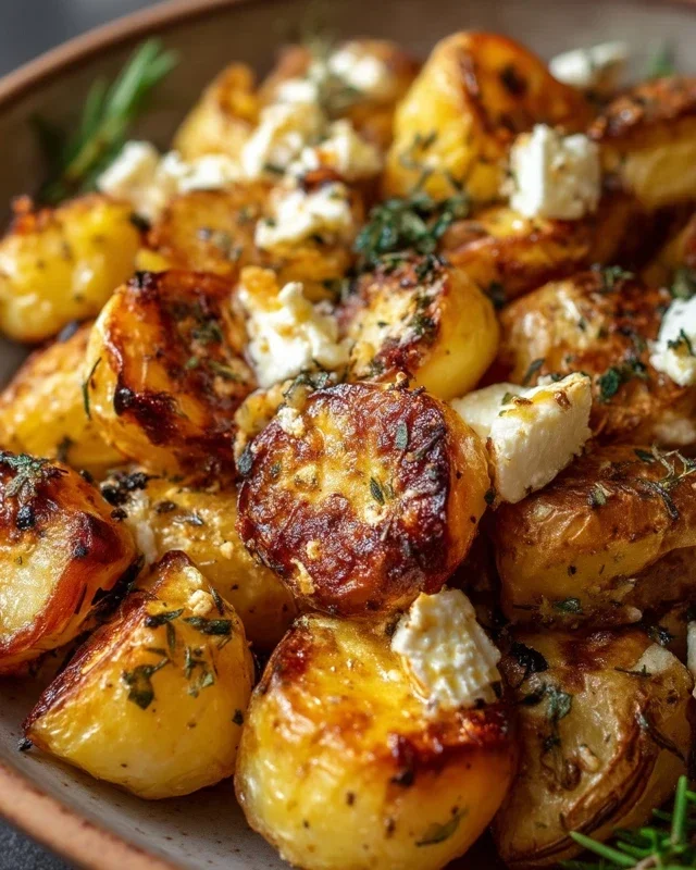 Roasted Potatoes With Baked Feta And Garlic