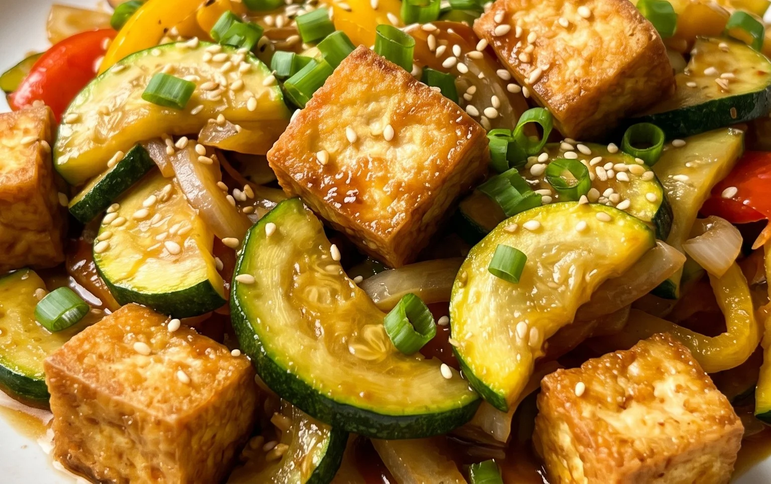 Zucchini Stir Fry With Tofu (Vegan)