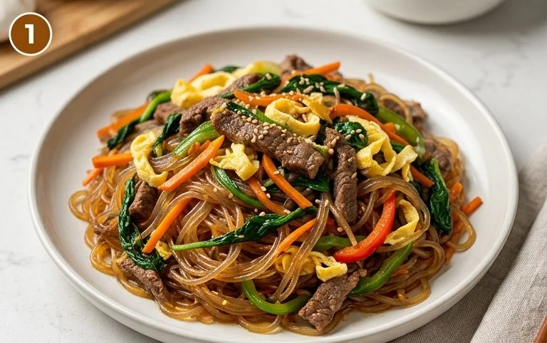 Japchae (Korean Glass Noodle Stir Fry)