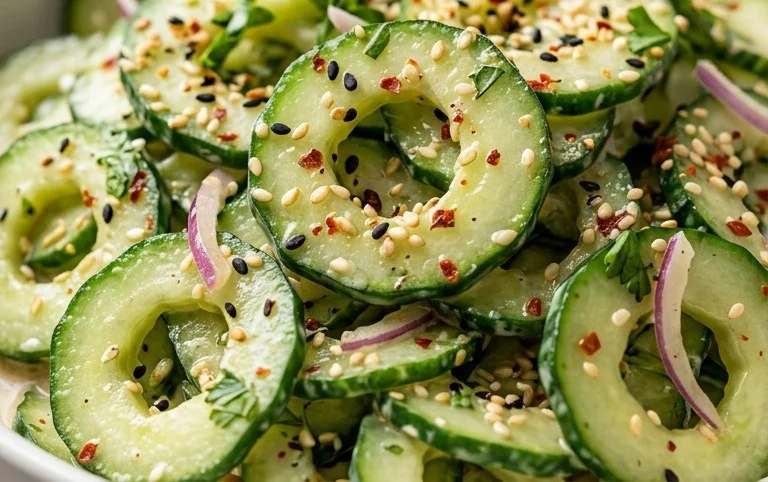 Creamy Asian Cucumber Salad Bowl