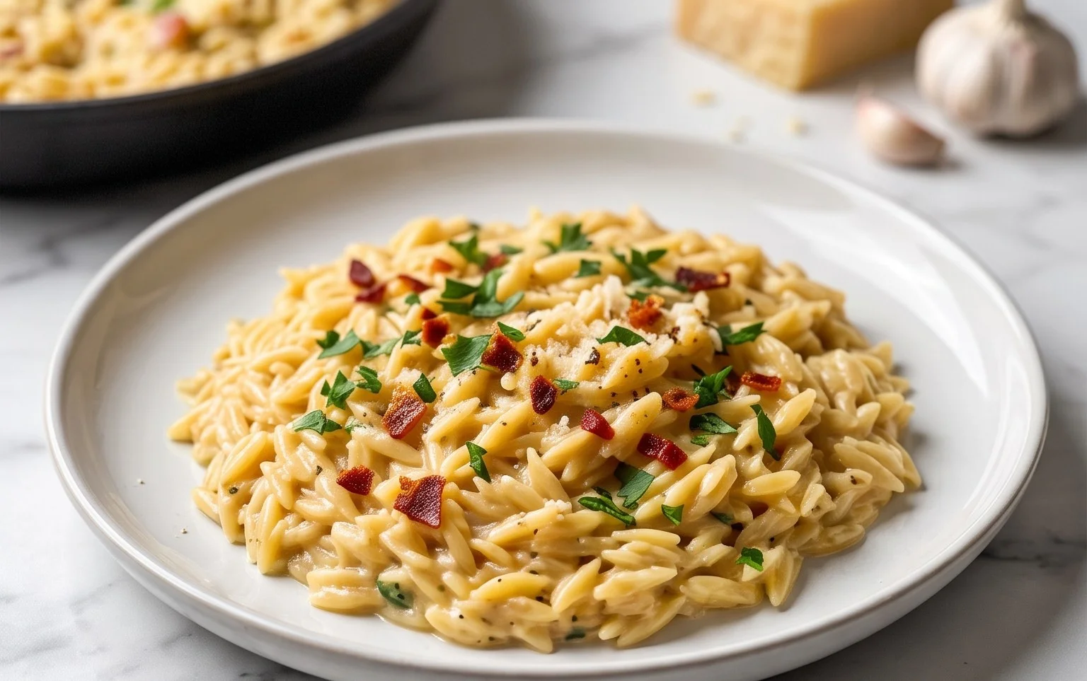Creamy Garlic Parmesan Orzo