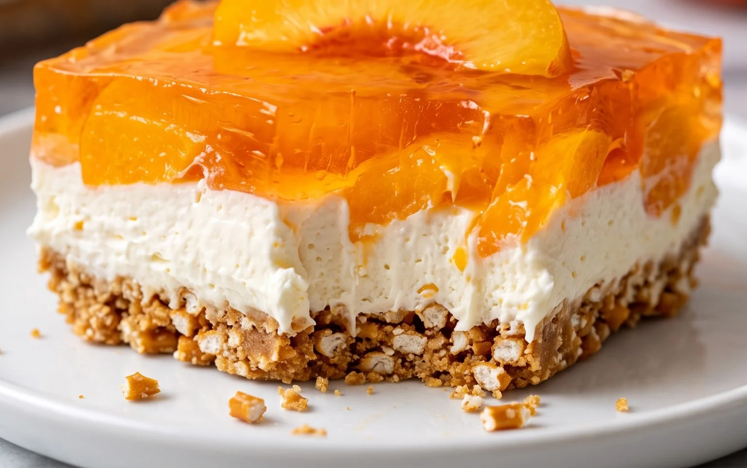 Peach Pretzel Salad Dessert