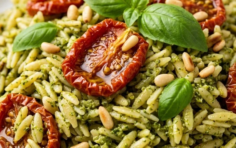 Sun Dried Tomato Orzo Pesto Salad