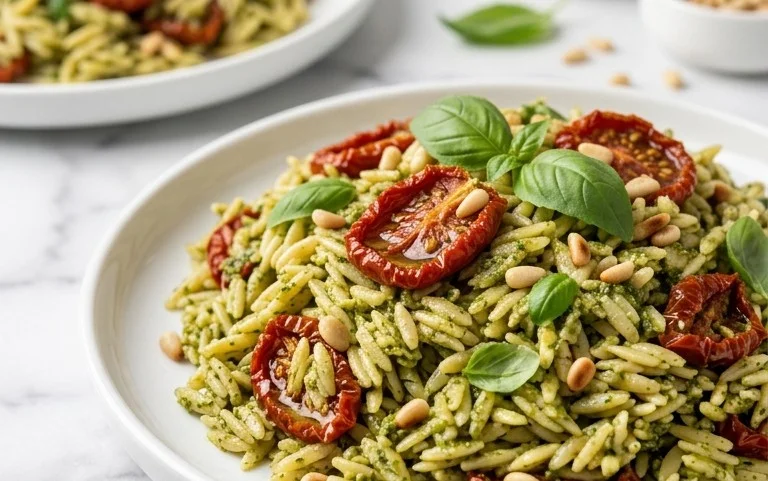 Sun Dried Tomato Orzo Pesto Salad