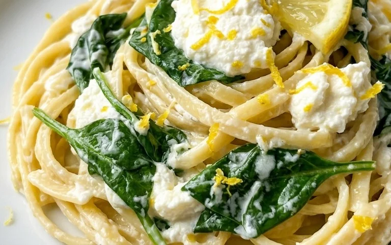 Lemon ricotta pasta & spinach