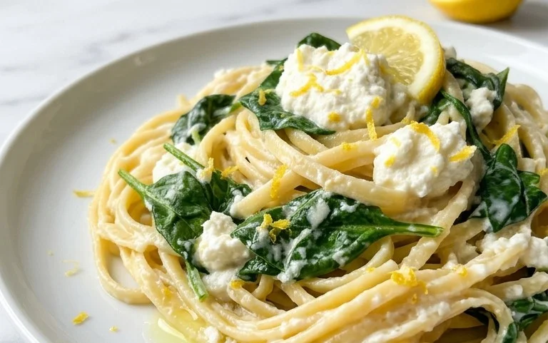 Lemon ricotta pasta & spinach