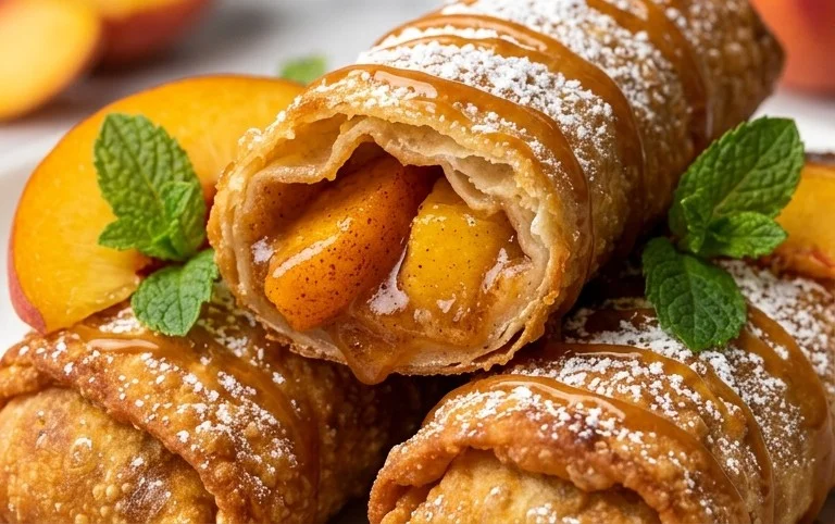 Peach Cobbler Egg Rolls
