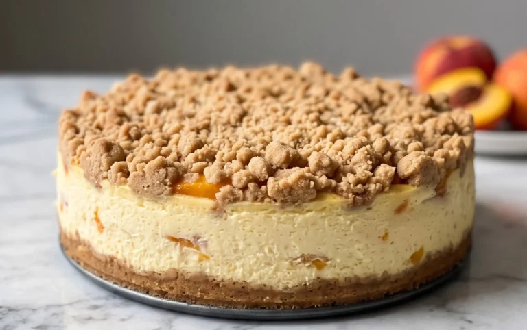 Peach Cream Cheese Cake with Streusel Topping