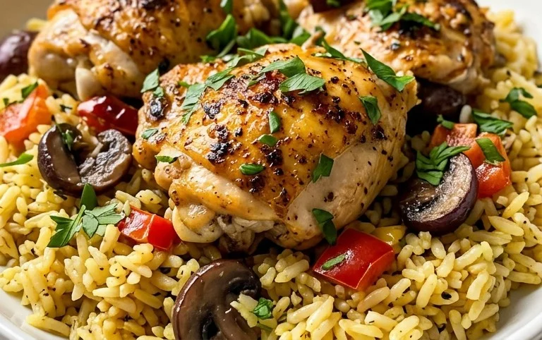 Greek Chicken and Lemon Rice (30 Minutes, One-Pot)