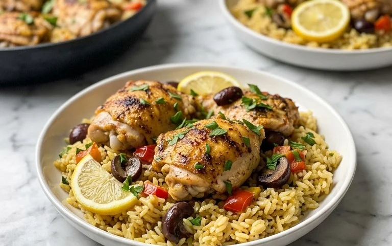 Greek Chicken and Lemon Rice (30 Minutes, One-Pot)