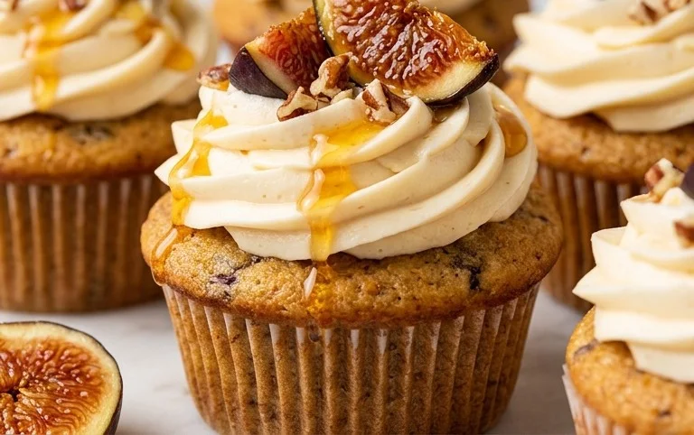 Fig Cupcakes with Honey Cream Cheese Frosting