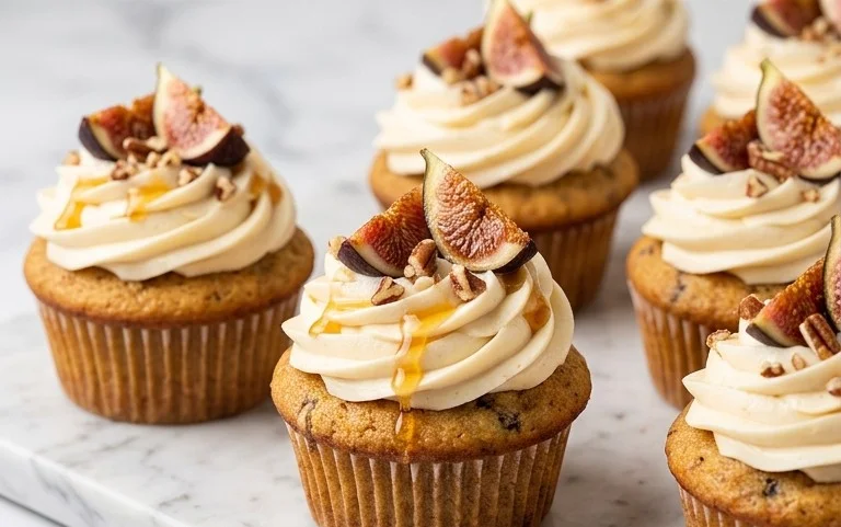Fig Cupcakes with Honey Cream Cheese Frosting