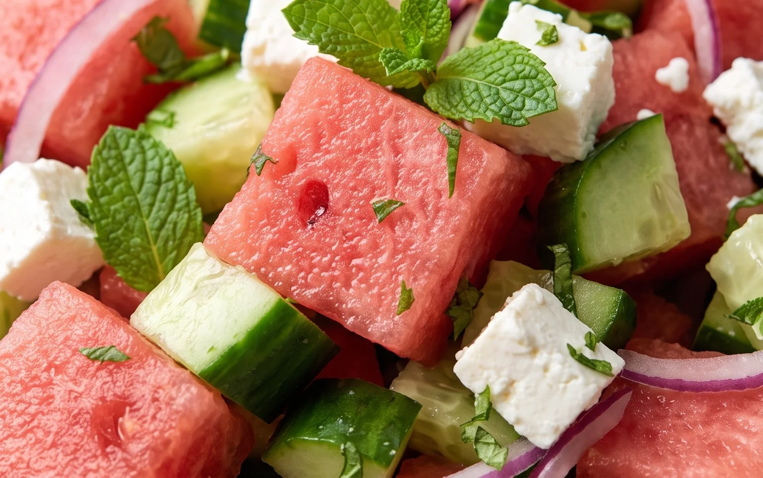 Watermelon Salad with Cucumber and Feta