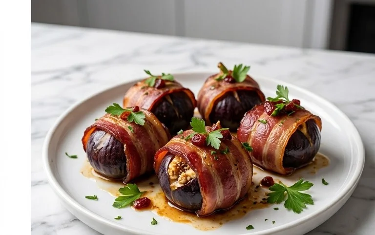 Beef Bacon Wrapped Stuffed Figs